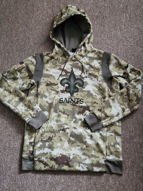 New Orleans Saints Camo Pullover Hoodie - Desert Digital Camo Dri-Fit Size Med